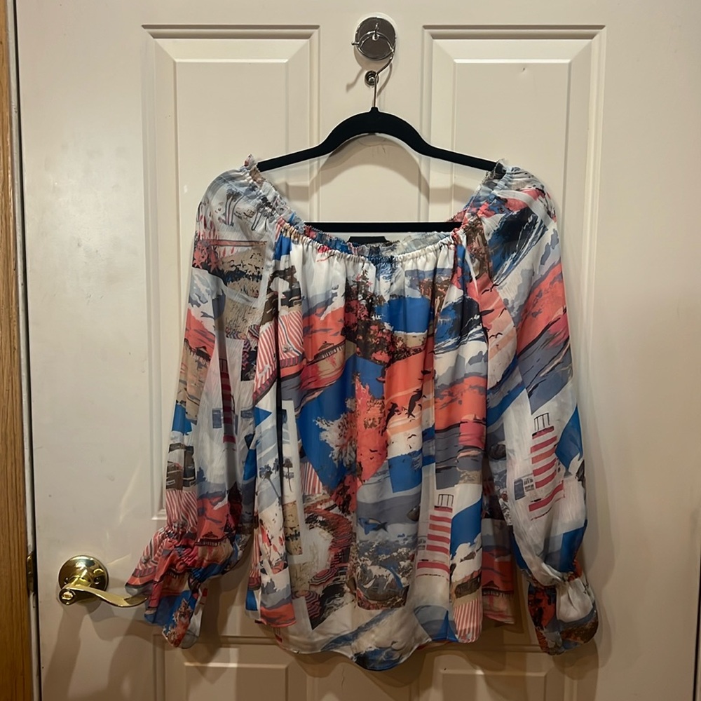 Long sleeve sheer lighthouse blouse